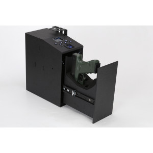 Biometric Gun Safe for Handgun - Quick Access Slider Pistol Safe for 2 Guns with Fingerprint/Key Access/PIN Code, Mounted Nightstand Gun Safe for Car, Pistols, Desk, Bedside, Truck, Gifts for Men